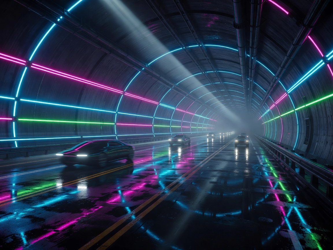Cyber Tunnel Subterranean Neon Expressway